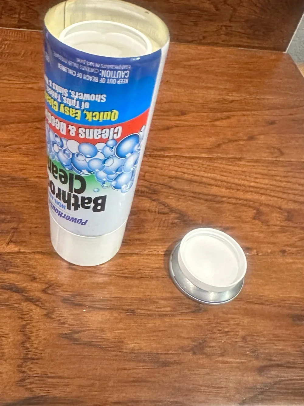 White Bathroom Cleaner Stash Can.